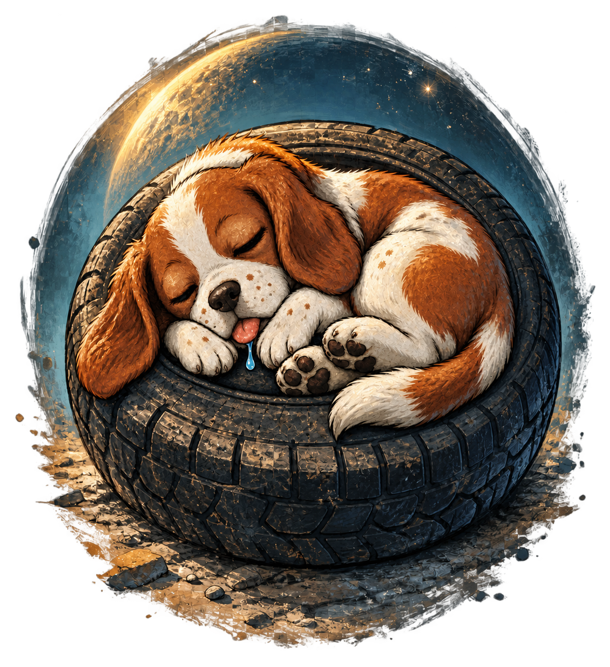 A science fiction concept art version of Dog Tired.